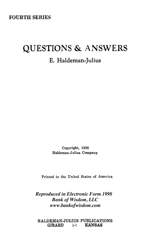 (image for) Questions And Answers, Vol. 4.